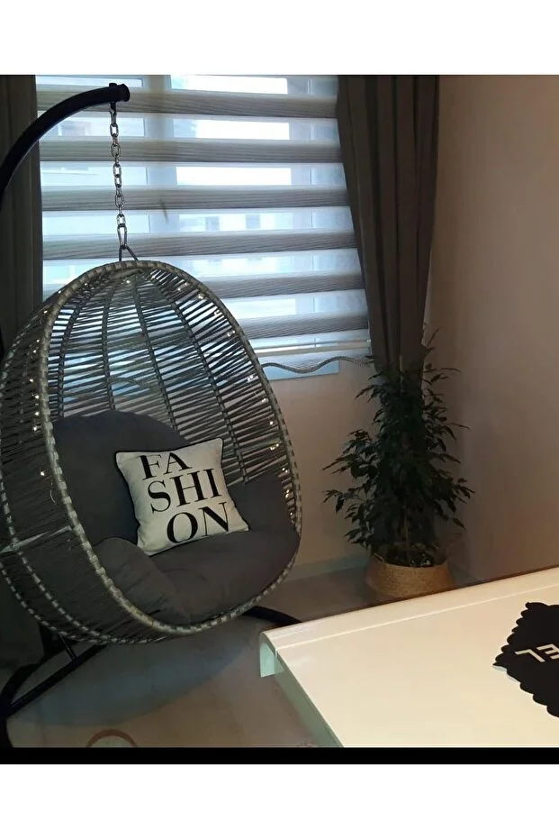 Alaçatı Model Salıncak Tek Kişilik Makrome Ip Örgü Bahçe Balkon Ev Salıncağı